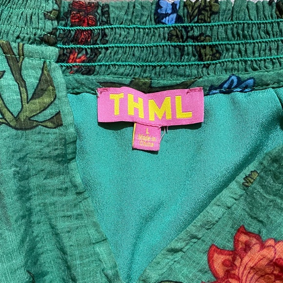 THML Green Floral Blouse with Red Accents - Picture 7 of 8